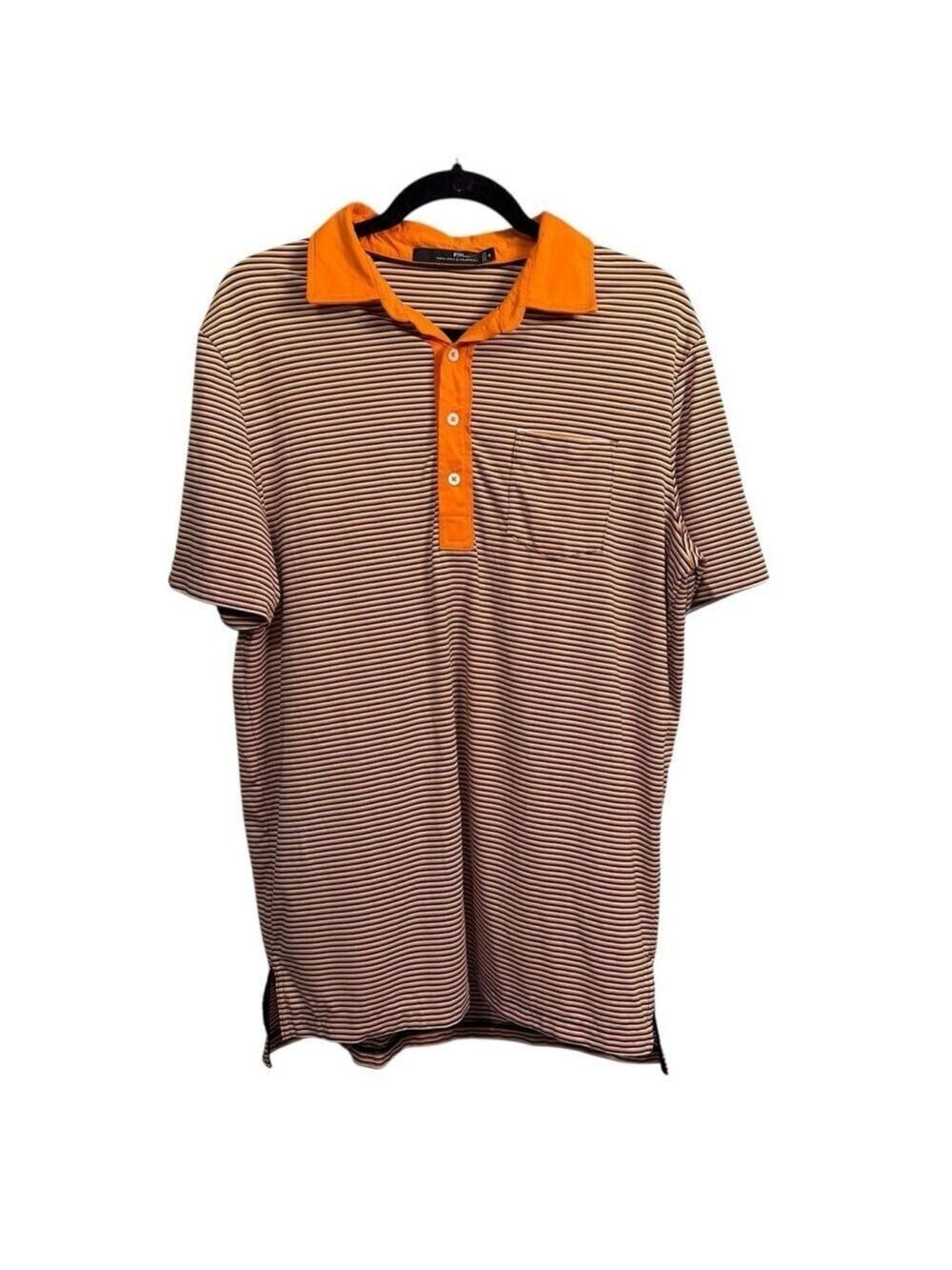 RLX Ralph Lauren Orange Navy‎ Striped Polo Shirt Men's Medium
